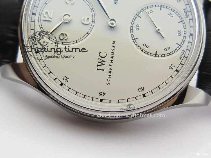 MIROTIME 1223 Effortless Portuguese IW544404 SS White Dial On Black Leather Strap A 7257